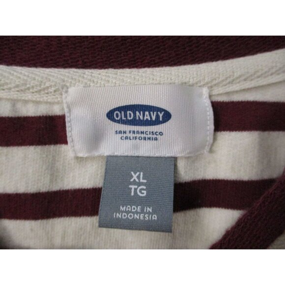 Old Navy Burgundy Striped Raglan Sleeve Casual Top Xl Womens Cotton Blend - Picture 2 of 6